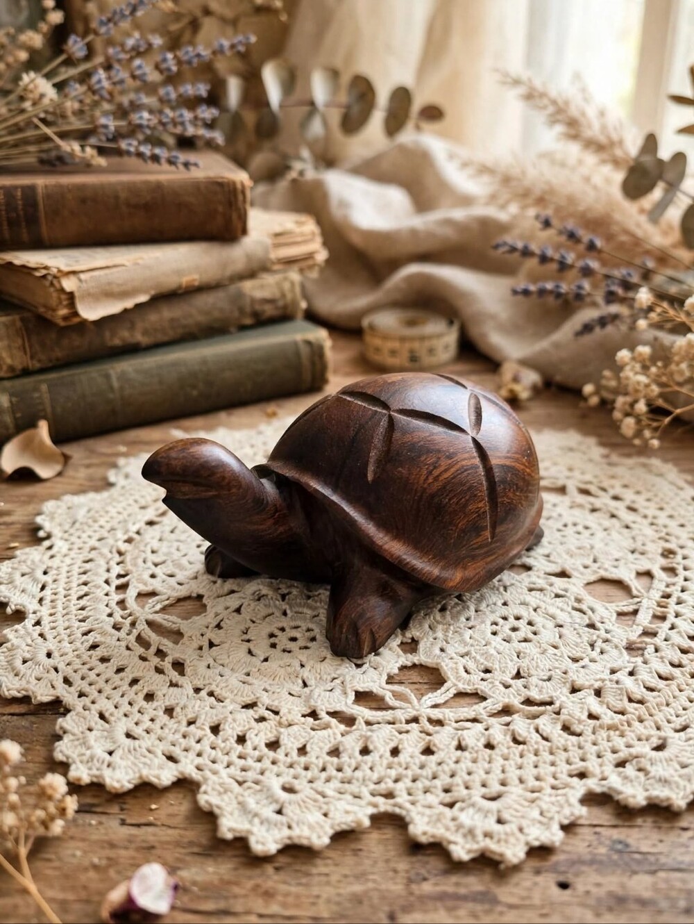 Vintage Hand-Carved JoBa Ironwood Turtle Figurine Mexico